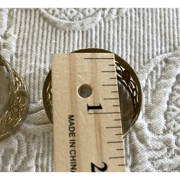 Vtg Kemp & Beatley? Fleur De Lis Gold-Toned Napkin Ring Holders Set of 4 - Picture 4 of 4